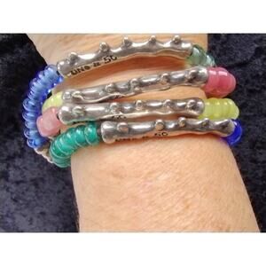 Uno De 50 Silver Plate & Glass Bead 'Como Una Ola' Ride The Wave Bracelet